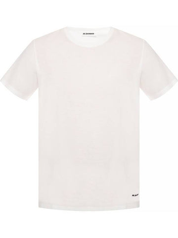 Logo Hem Cotton Short Sleeve T-Shirt White - JIL SANDER - BALAAN.