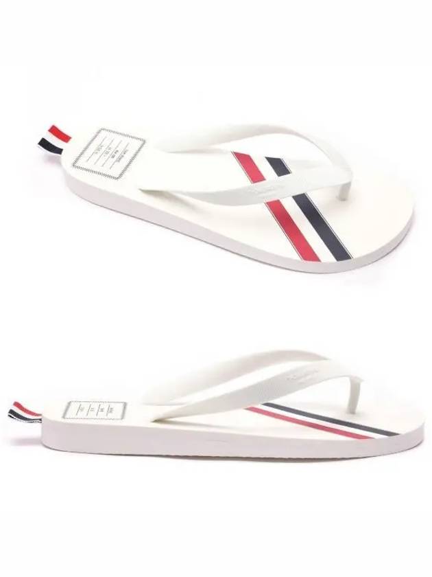 Signature Stripe Rubber Flip Flops White - THOM BROWNE - BALAAN 2