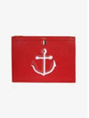 Anchor Embroidered Document Clutch Bag Red - THOM BROWNE - BALAAN 2