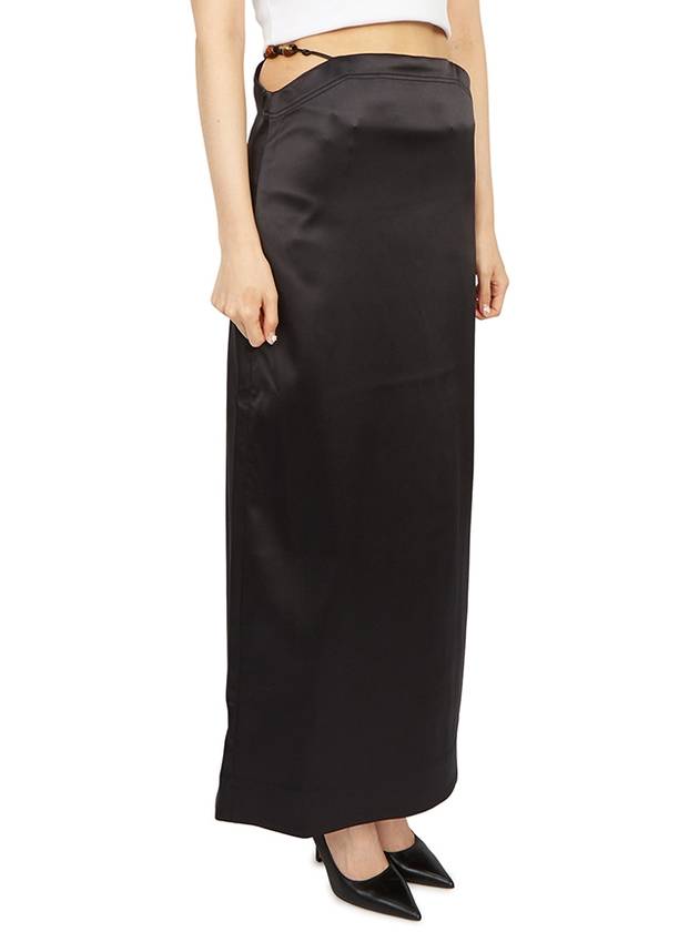 Double Satin Maxi H-Line Skirt Black - GANNI - BALAAN 6