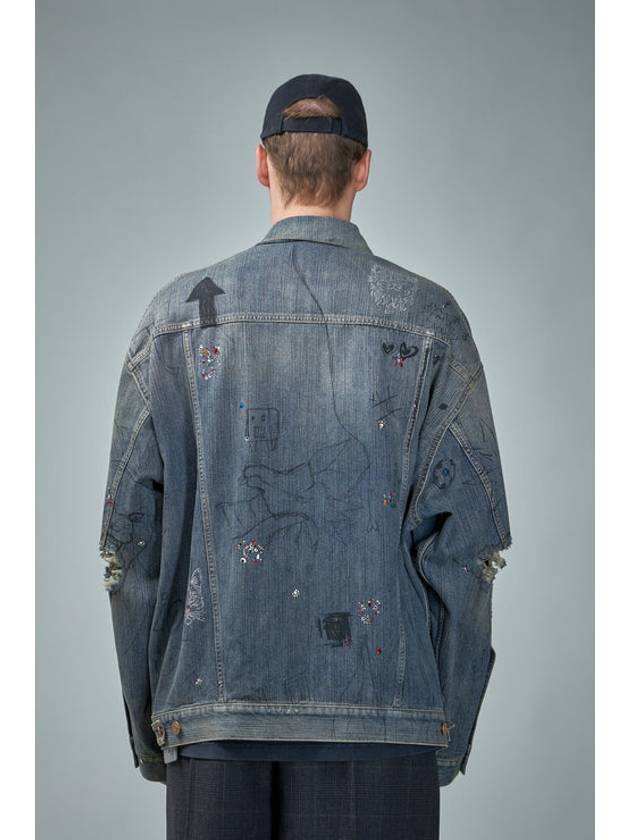 Graffiti Denim Jacket Blue - BALENCIAGA - BALAAN 3