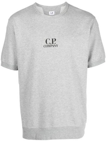 Men's Logo Print Crew Neck Cotton Short Sleeve T-Shirt Grey - CP COMPANY - BALAAN 1