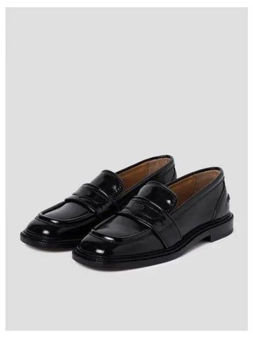 Women s leather loafer flat shoes black domestic product - MAISON KITSUNE - BALAAN 1