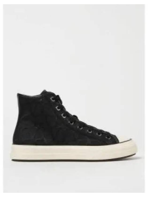 Toile Iconographe High Top Sneakers Black - VALENTINO - BALAAN 2