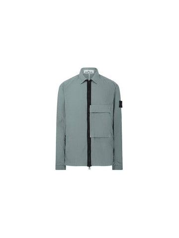 Naslan Garment Dyed Compass Patch Zip-up Jacket Sage Green - STONE ISLAND - BALAAN 1