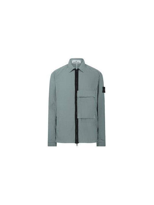 Naslan Garment Dyed Compass Patch Zip-up Jacket Sage Green - STONE ISLAND - BALAAN 1