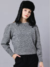 Lambs Wool Blend Tweed Puff Sleeve Black Crop Knit DO6222KN02-5 - DOYOUKNOWMC GOLF WEAR - BALAAN 1