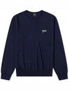 Embroidered Logo Crew Neck Knit Top Navy - A.P.C. - BALAAN 3