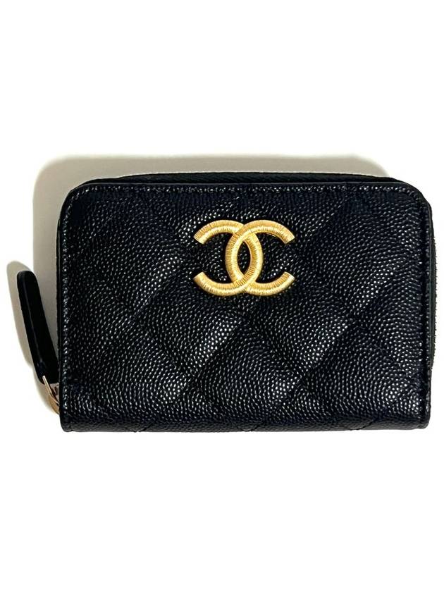 Zipper card wallet black gold caviar AP3521 - CHANEL - BALAAN 1