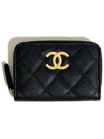 Zipper card wallet black gold caviar AP3521 - CHANEL - BALAAN 1