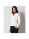 Women's V-neck Cable Knit Top White - BRUNELLO CUCINELLI - BALAAN 3