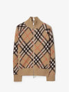 Check Wool Blend Knitted Track Jacket Sand - BURBERRY - BALAAN 2