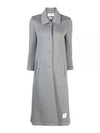 Women's Double Face Tech Round Collar Cotton Overcoat Medium Grey - THOM BROWNE - BALAAN 2