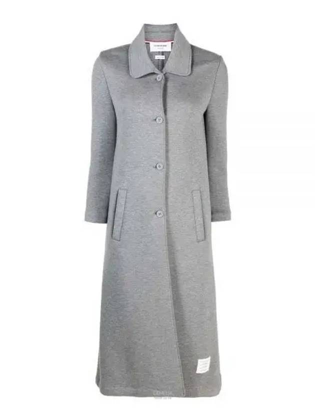 Women's Double Face Tech Round Collar Cotton Overcoat Medium Grey - THOM BROWNE - BALAAN 2