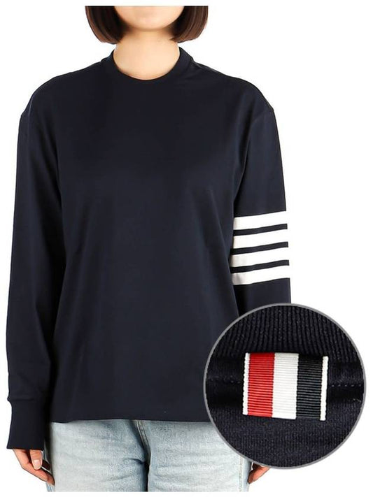 Engineered 4 Bar Medium Weight Jersey Oversized Long Sleeved T-Shirt Navy - THOM BROWNE - BALAAN 2