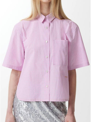 Small check logo embroidery short sleeve shirt pink 0036 - VOYONN - BALAAN 1