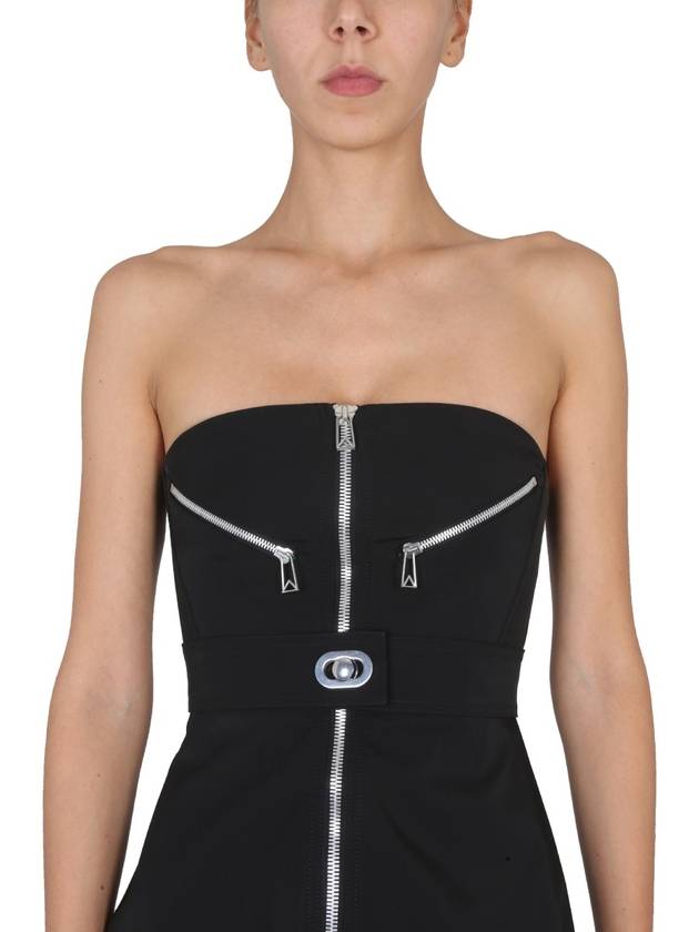 Bustier Nylon Zipper Short Dress Black - BOTTEGA VENETA - BALAAN 5