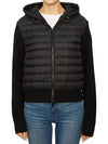 Women's Padded Wool Zip-Up Hooded Cardigan Black - MONCLER - BALAAN 3