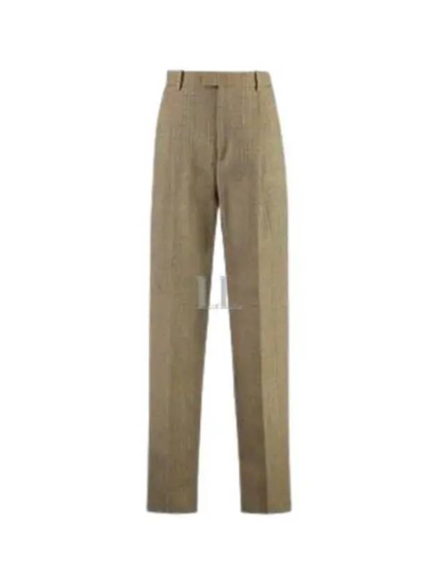 Check High Waist Pants Beige - BOTTEGA VENETA - BALAAN 2