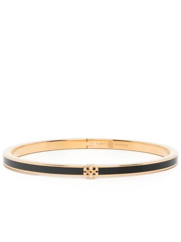 Thin Kira Logo Bracelet Black Gold - TORY BURCH - BALAAN 1