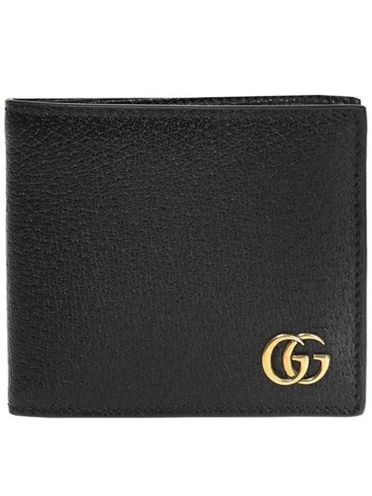 GG Marmont Leather Bi Fold Wallet Black Gold - GUCCI - BALAAN 2