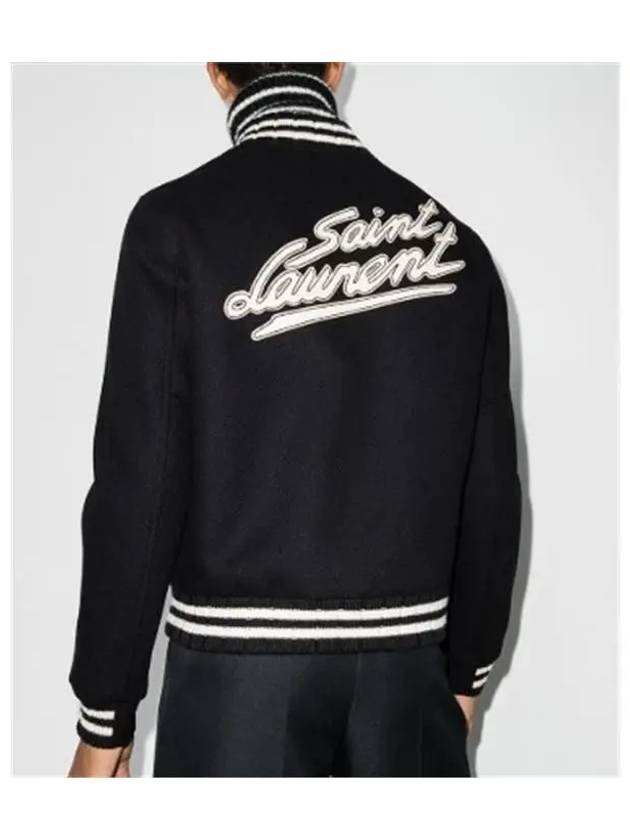 Teddy Wool Bomber Jacket  Black - SAINT LAURENT - BALAAN 4