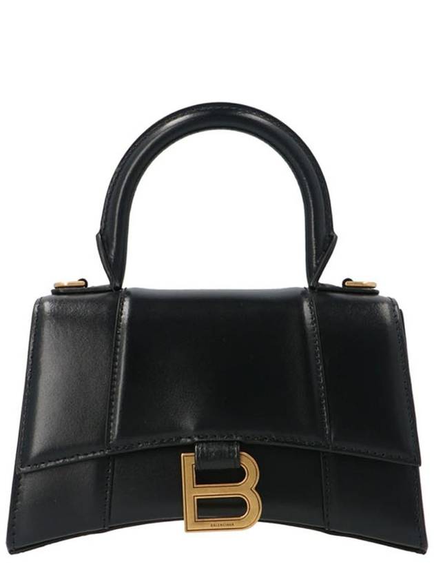 Hourglass XS Glossy Calfskin Tote Bag Black - BALENCIAGA - BALAAN 2