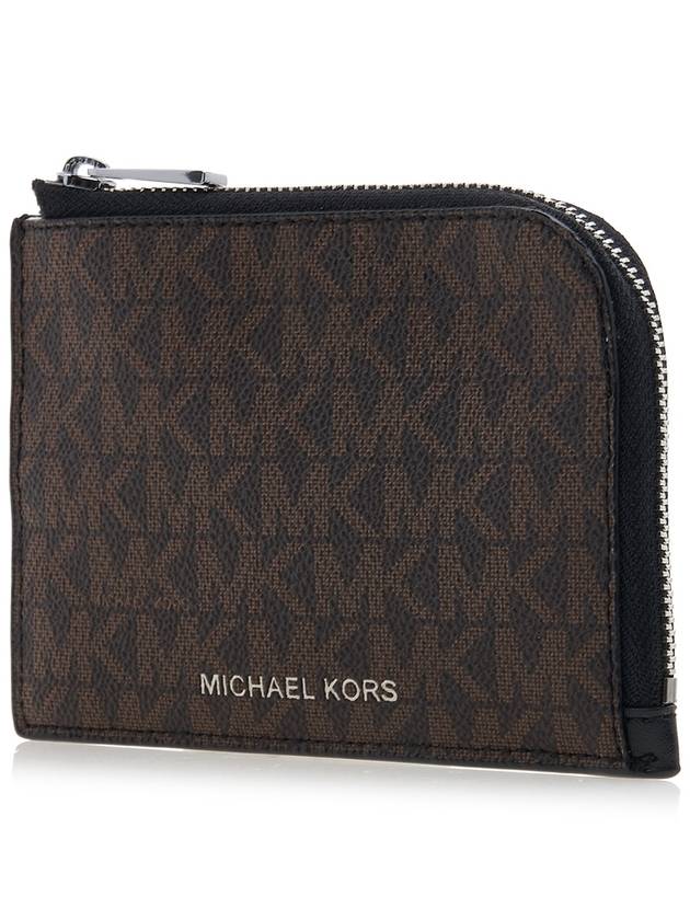 Hudson Logo 2-in-1 Canvas Card Wallet Black Brown - MICHAEL KORS - BALAAN 4