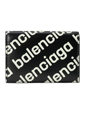 All-Over Logo Print Tri-Fold Half Wallet Black - BALENCIAGA - BALAAN 1