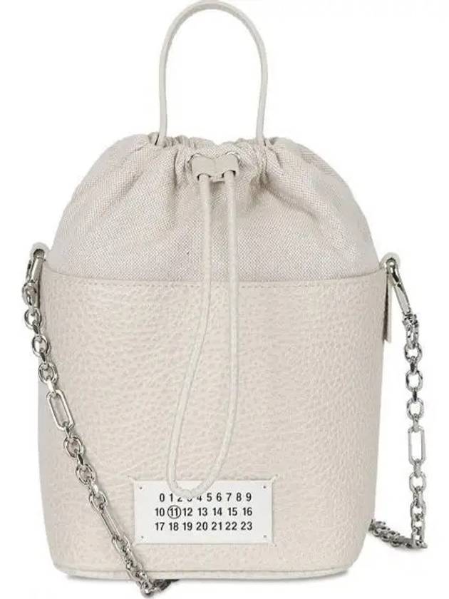 5AC Number Logo Texture Leather Bucket Bag Grey - MAISON MARGIELA - BALAAN 2