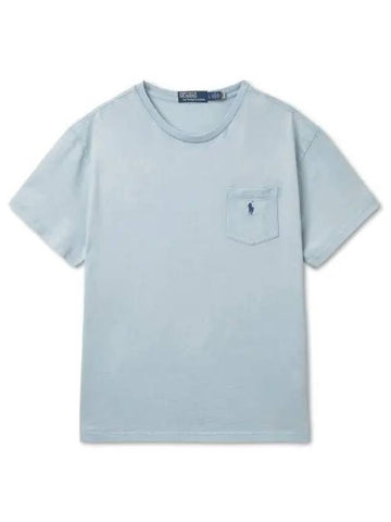 Classic fit cotton linen pocket t shirt blue - POLO RALPH LAUREN - BALAAN 1