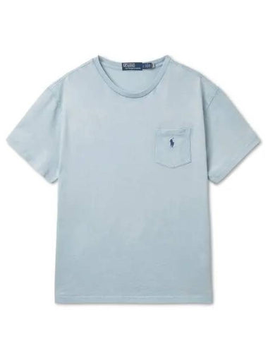 30 reward points classic fit cotton linen pocket t shirt blue - POLO RALPH LAUREN - BALAAN 1