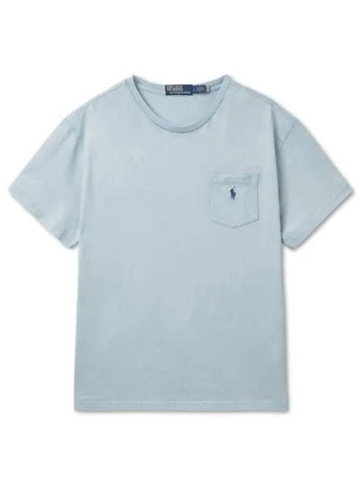 Classic fit cotton linen pocket t shirt blue - POLO RALPH LAUREN - BALAAN 2