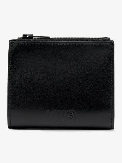 Logo Zip-Up Round Bi-Fold Half Wallet Black - MAISON MARGIELA - BALAAN 2