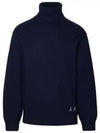 Walter Logo Merino Wool Turtleneck Dark Navy Blue - A.P.C. - BALAAN 2