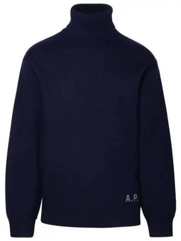 Walter Logo Merino Wool Turtleneck Dark Navy Blue - A.P.C. - BALAAN 2