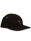 Heart Logo Embroidery Ball Cap Black - AMI - BALAAN 4