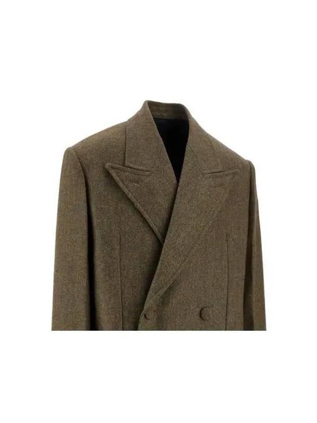 Oversized Wool Double Coat Khaki - GIVENCHY - BALAAN 3