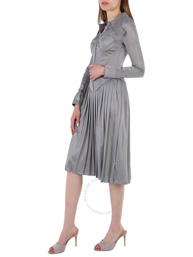 Burberry Grey Melange Marcella Pleated Jersey Corset Dress, Brand Size 4 (US Size 2) - BURBERRY - BALAAN 3