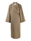 Wool Long Single Coat Petrified Oak - GANNI - BALAAN 2