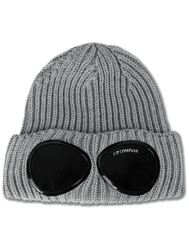 Extra Fine Merino Wool Goggle Beanie Grey - CP COMPANY - BALAAN 3