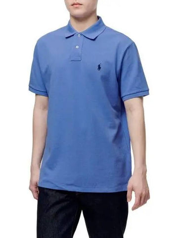 Custom Slim Fit Mesh Polo Shirt Blue - POLO RALPH LAUREN - BALAAN 1