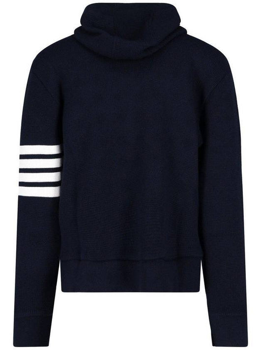 Men's Waffle 4 Bar Cashmere Pullover Hoodie Navy - THOM BROWNE - BALAAN 1