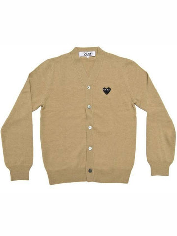 Black Heart Wappen Wool Cardigan Beige - COMME DES GARCONS - BALAAN 1