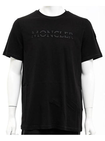 8C00008 829H8 999 Lettering Chest Logo Round Short Sleeve TShirt Black Men's TShirt TJ - MONCLER - BALAAN 1