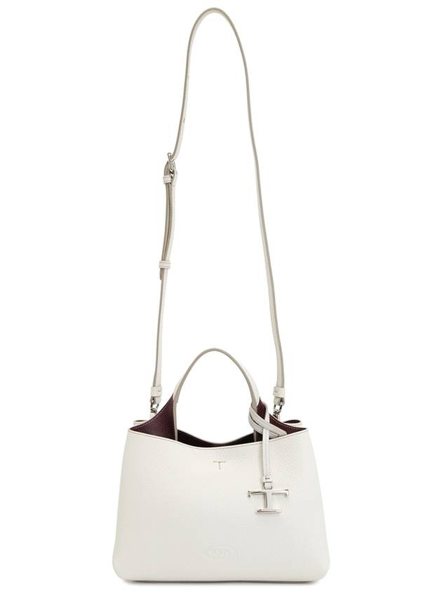 Logo Charm Leather Micro Tote Bag White - TOD'S - BALAAN 8