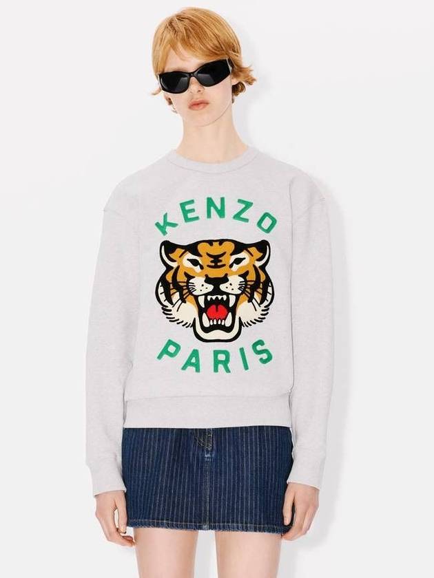 Lucky Tiger Embroidery Cotton Sweatshirt Pale Grey - KENZO - BALAAN 4