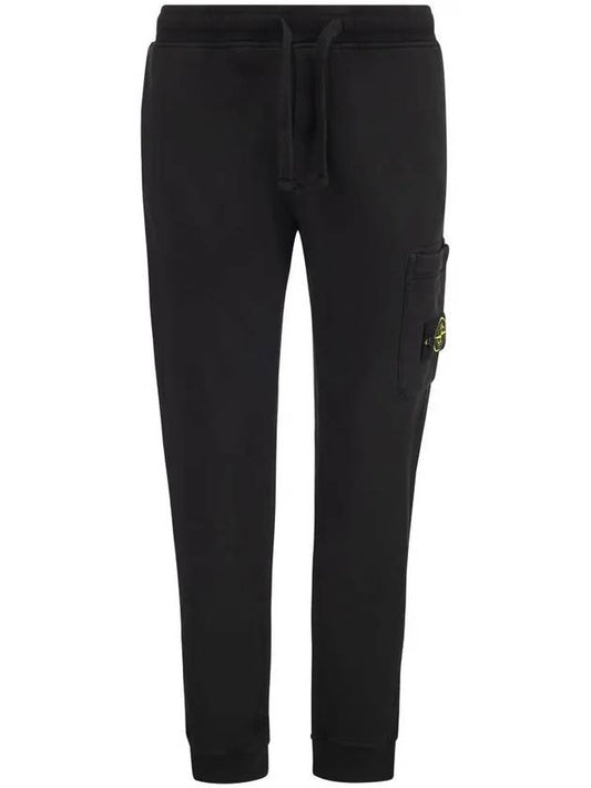 Wappen Patch Cotton Fleece Track Pants Black - STONE ISLAND - BALAAN 2