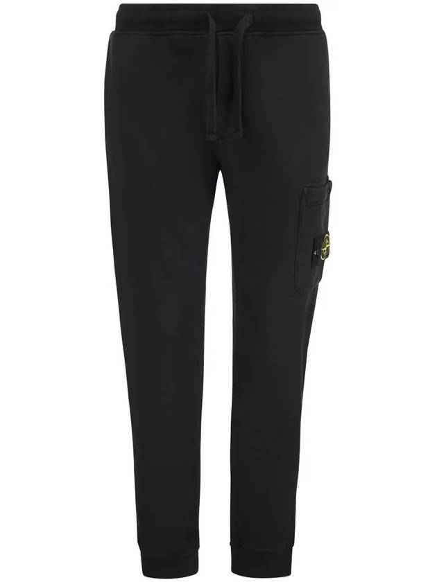 Wappen Patch Cotton Fleece Track Pants Black - STONE ISLAND - BALAAN 3