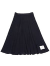 Pointelle Rip Below The Knee A-Line Skirt Navy - THOM BROWNE - BALAAN 2